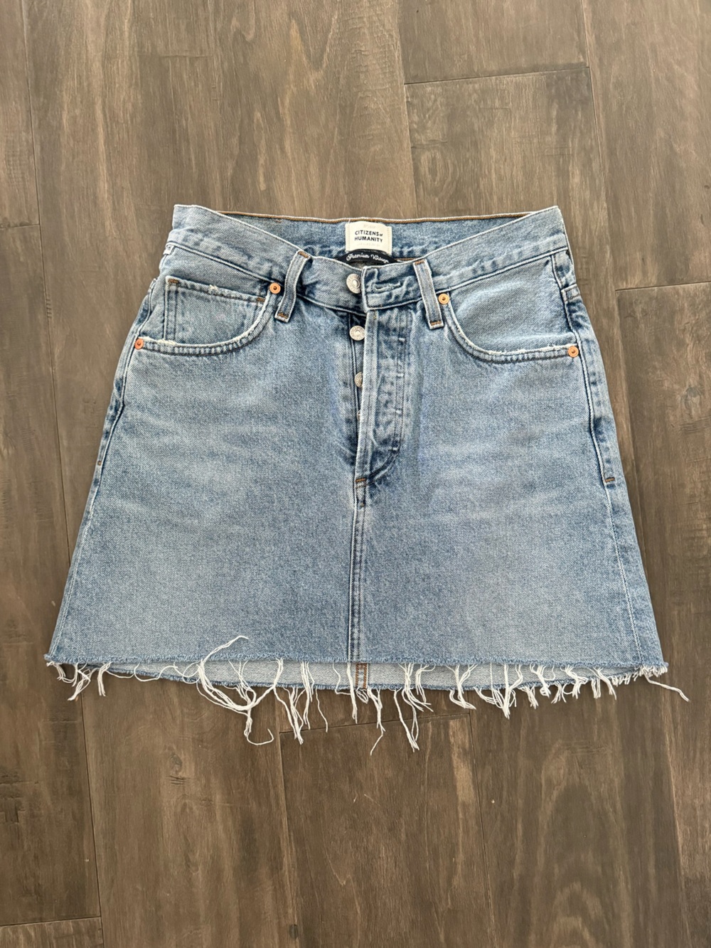 Citizens Of Humanity light blue denim mini skirt